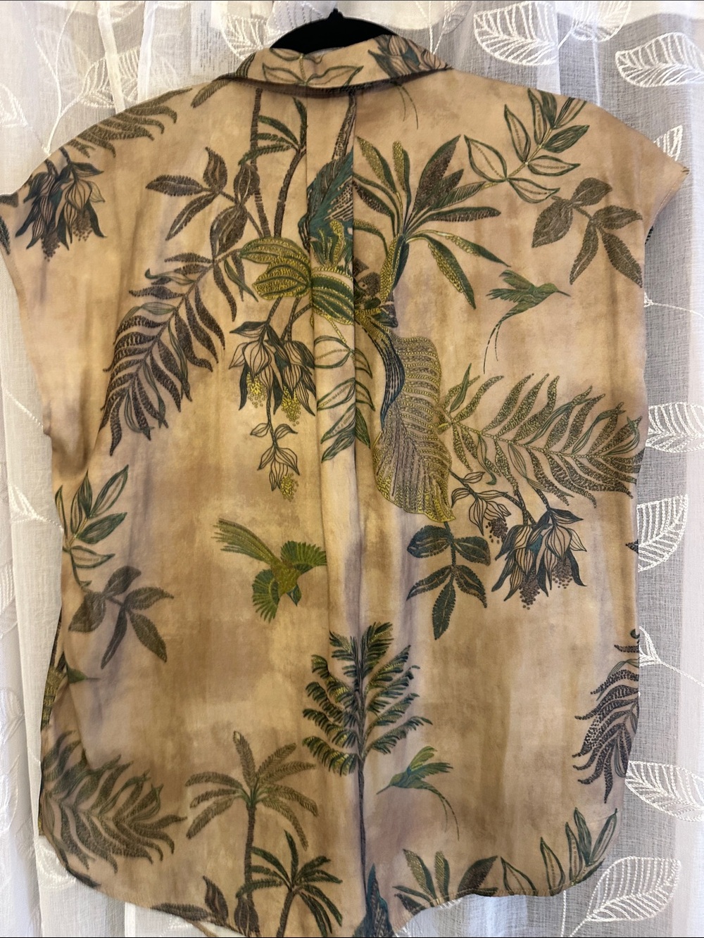 Philosophy Beige Button-Front Shirt with Green Botanical Print - Picture 6 of 8